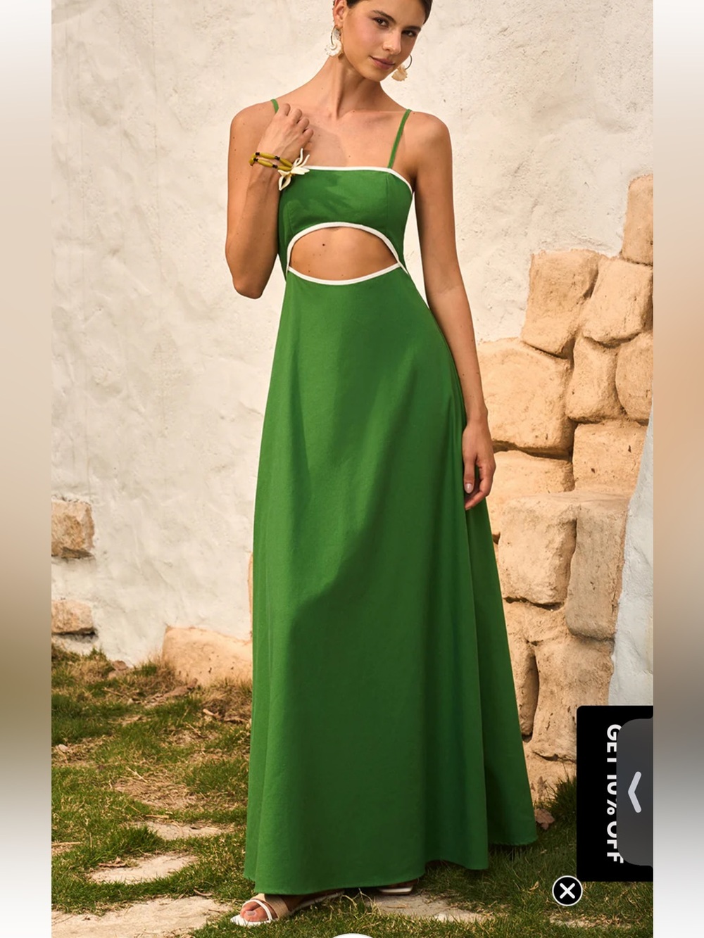 Commense Cotton & Linen Cut-Out Dress With Back Bow